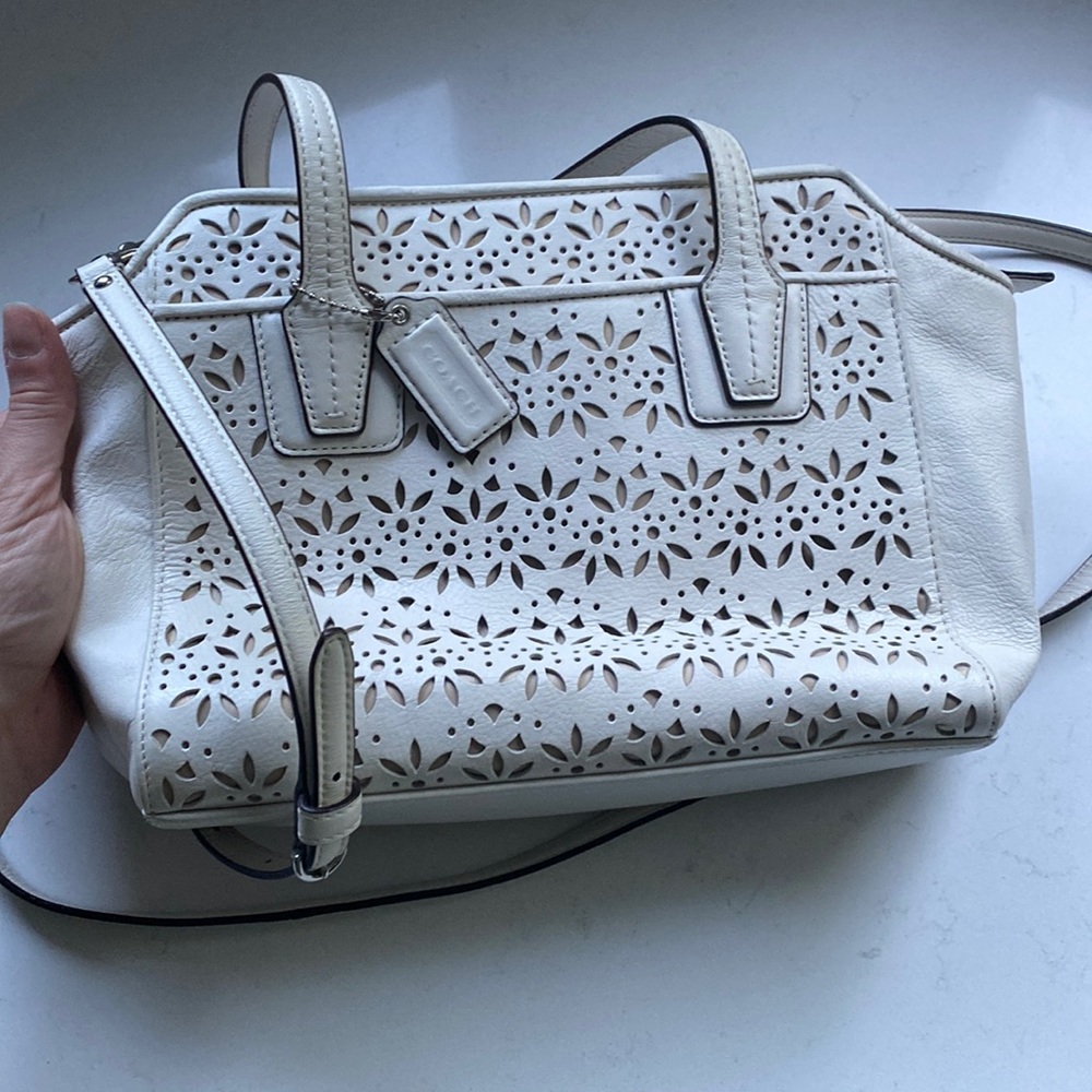 Coach Bag, white soft leather.
